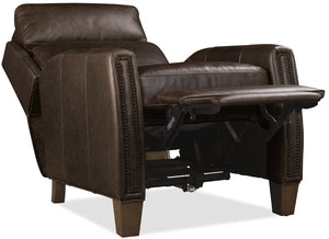 Hooker Furniture Jacklyn Aniline Top Grain Leather Power Recliner With Pop-Up Headrest, Nailhead Trim & Bustle Back Brown RC822-PH-029