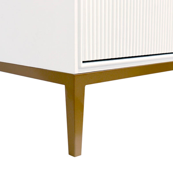 Pasargad Home Pearl Collection Ivory Sideboard - Luxurious 4-door Cabinet With Glamorous Accents Ivory Wood Finish Pph-m3