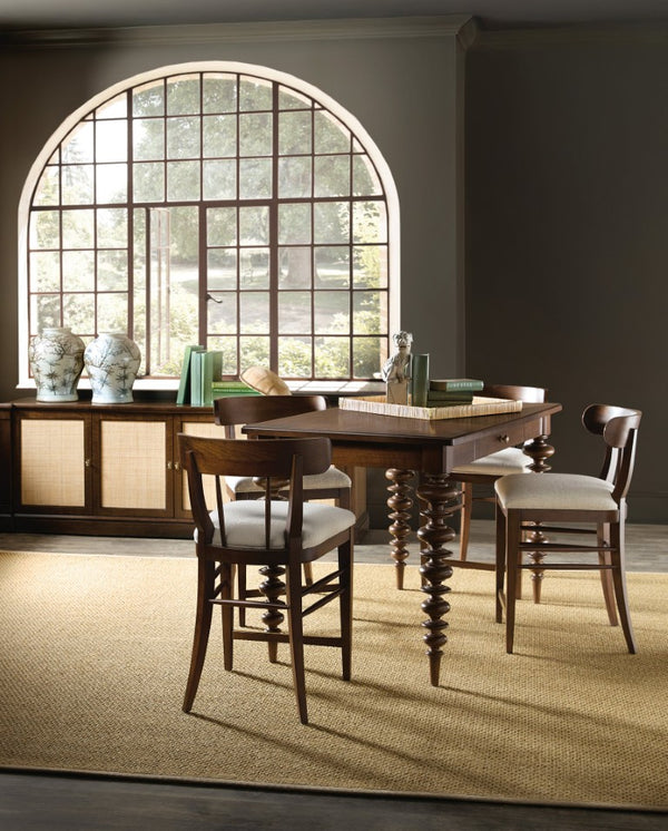 Hooker Furniture Archives Counter-Height Gathering Table With Walnut & Oak Veneers, Solid Wood Edge, Drawer Storage 6123-75206-89