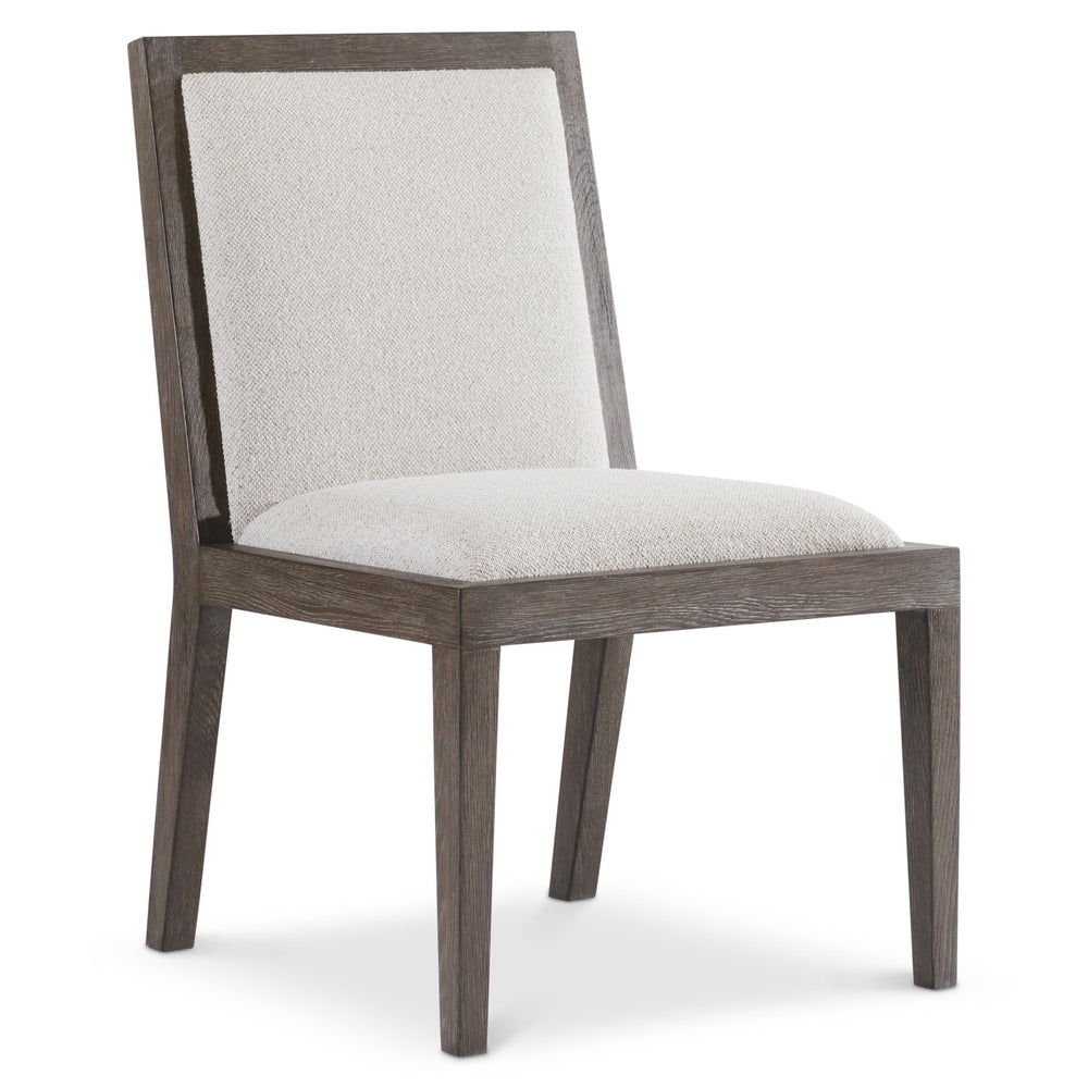 Bernhardt Bernhardt Outline Side Chair With Wire‑Brushed Oak Frame, Cassel Finish, Upholstered Panels, Durable Performance Fabric 360545