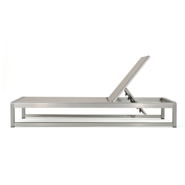 English Elm Christopher Knight Home® - Outdoor Chaise Lounge Set of 2 — Adjustable Aluminum Frame, Breathable Textilene Mesh Seating, Grey 77.5" 62397.00ECRMP2