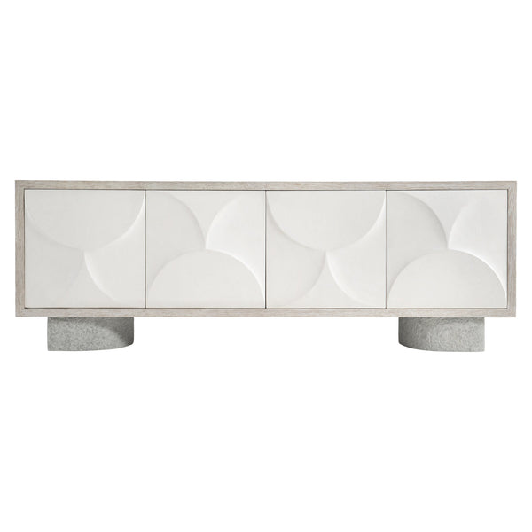 Bernhardt Bernhardt Flaxen Lunula Entertainment Credenza With Textured Cast-Resin Doors, Concrete Bases, Ample Storage 309880