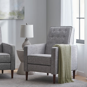 English Elm Christopher Knight Home® - Fabric Recliner Chair Mid-Century Modern Pushback Single Sofa with Tufted Cushion, Birch Legs, Cozy Comfort LIGHT GREY 60741.00LGT