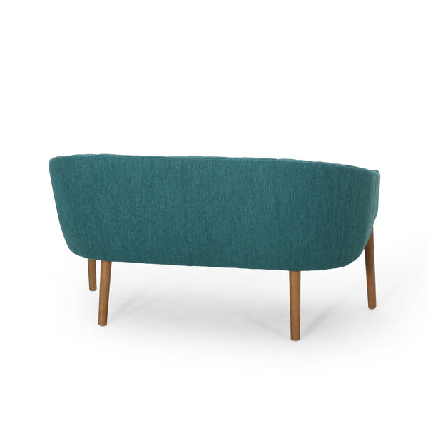 English Elm Loveseat Mid-century Modern Channel Tufted Upholstered Sofa with Rubberwood Tapered Legs 65780.00FT