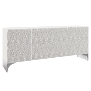Bernhardt Bernhardt Stratum Sculptural Entertainment Credenza In Fossil White Faux Stone With Soft-Close Doors And Storage 325880