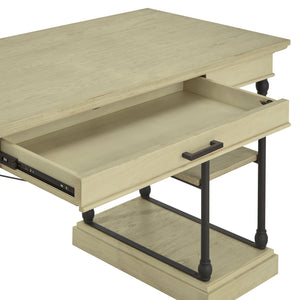 Homelegance By Top-Line Miranda Cornice 1-Drawer Storage Writing Desk Ivory White Wood