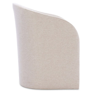 Bernhardt Bernhardt Finch Arm Chair Upholstered Neutral Fabric Curved Back Sloping Arms Casters Durable Comfort 303538