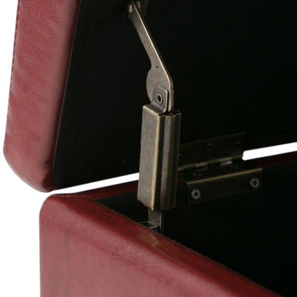 English Elm Avalon - Stylish Red Vegan Faux Leather Storage Ottoman Bench For Modern Living Spaces & More B136P158649