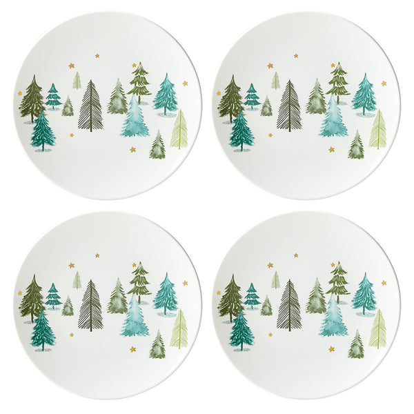 Lenox Balsam Lane 4-Piece Accent Plate Set Green, WHITE PORCELAIN 880066