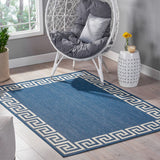 Christopher Knight Home® - Noble House - Preveli 5'3" X 7' Outdoor Area Rug, Blue and Ivory