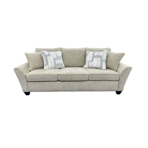 Porter Designs Porter Columbia Microfiber Sofa In Cream - Plush Comfort, Stylish Geometric Pillows & Modern Design Cream Fabric 01-207-01-9443