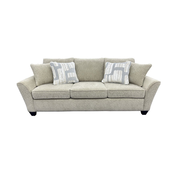Porter Designs Porter Columbia Microfiber Sofa In Cream - Plush Comfort, Stylish Geometric Pillows & Modern Design Cream Fabric 01-207-01-9443