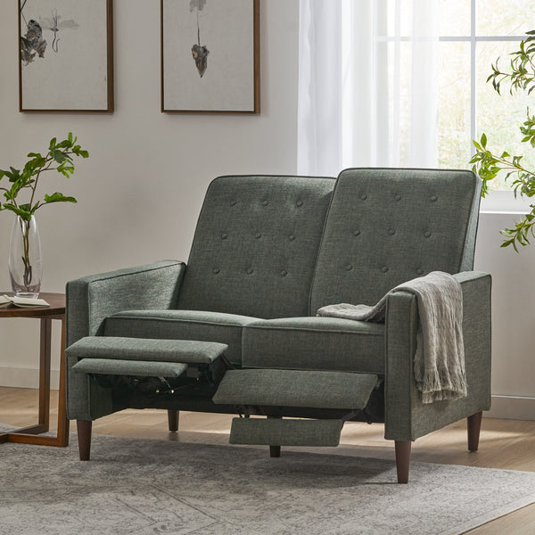English Elm Christopher Knight Home® - DOUBLE Recliner Fabric Sofa with Plush Cushions and Space-Saving Design for Living Rooms, 49"L Gray 72478.00FGRY