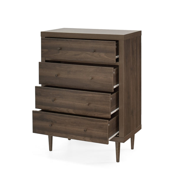English Elm Christopher Knight Home® - NORDIC Walnut 4-Drawer Chest with Faux Wood MDF & Rubberwood Legs — Durable, Stylish Storage, 31" W 71145.00WALN