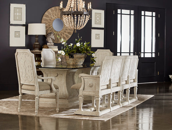 A.R.T. Furniture Arch Salvage Mills Side Chair - Elegant New Traditional Design With Nail Head Trim, Set Of 2 - Set Of 2 Beige, Beige Parrawood Solids,Cathedral Elm Veneers,Foam,Fabric,Metal 233202-2817