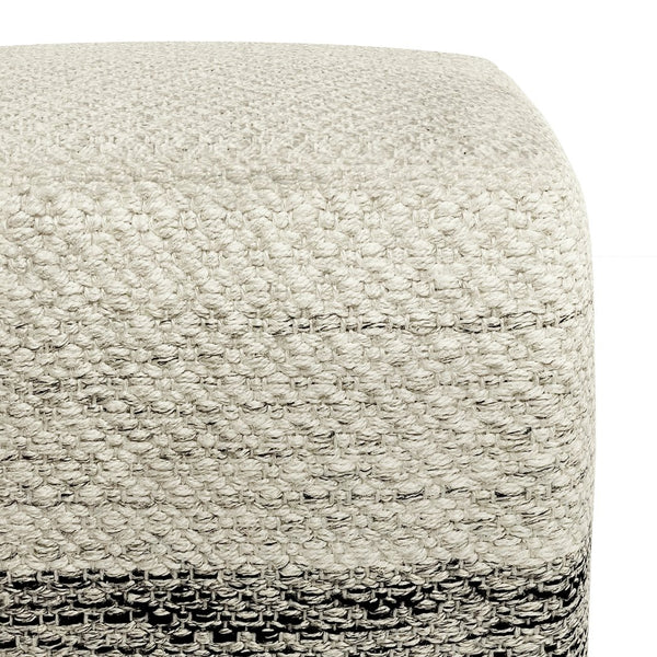 English Elm Macie Square Woven Outdoor/Indoor Pouf — Recycled PET Grey & White, Water + UV Resistant Seat 18" B136P159023
