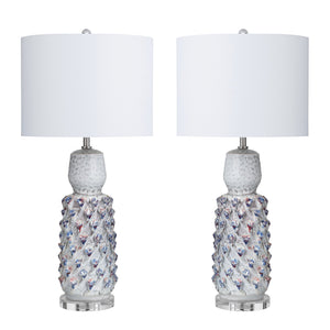 Crestview Collection 31.5"H Coastal-inspired Ceramic Table Lamps Set Of Two With Dimensional Design & Linen Shades   Cvap3238