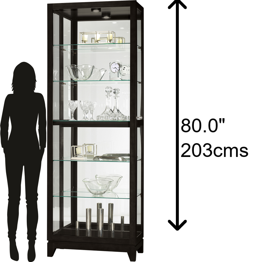 Hekman Furniture 680629 Modern Black Satin Curio Cabinet With Locking Glass Door, Adjustable Shelves & Lighting Black Satin Luke Iv Curio Cabinet 680629