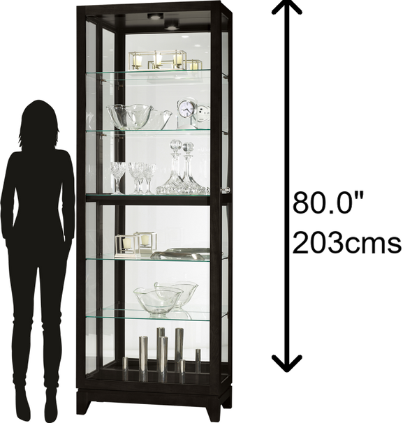 Hekman Furniture 680629 Modern Black Satin Curio Cabinet With Locking Glass Door, Adjustable Shelves & Lighting Black Satin Luke Iv Curio Cabinet 680629