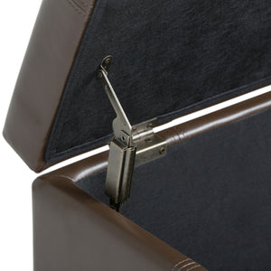 English Elm Dover Storage Ottoman Bench - Stylish Chocolate Brown Faux Leather With Large Hidden Storage Space B136P159034