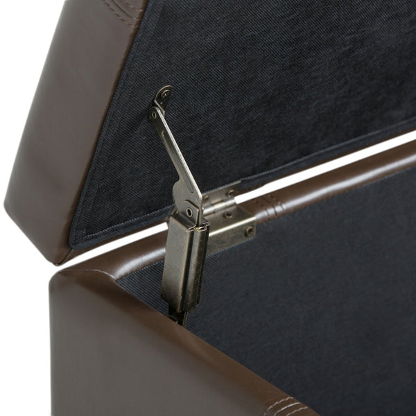 English Elm Dover Storage Ottoman Bench - Stylish Chocolate Brown Faux Leather With Large Hidden Storage Space B136P159034