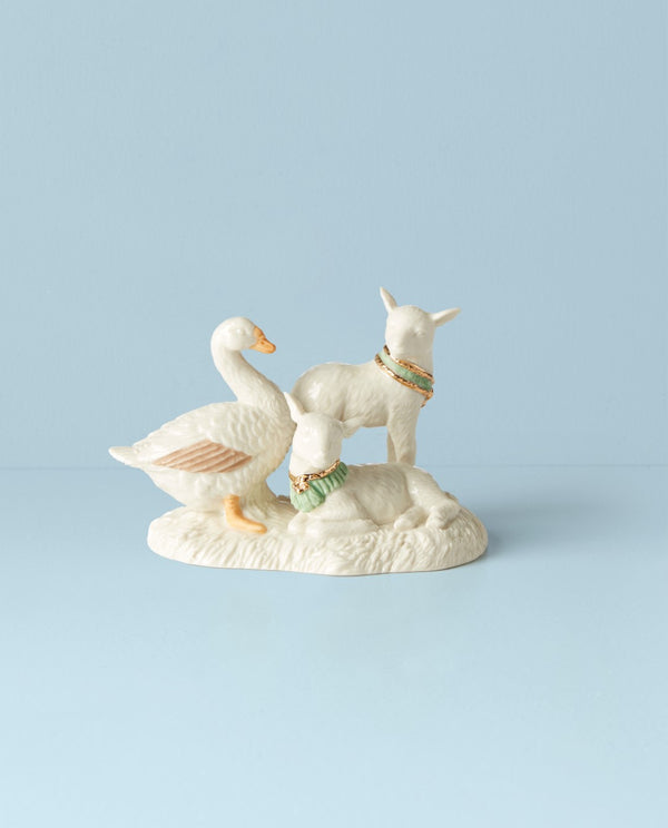 Lenox First Blessing Goose & Lambs Figurine Multi, IVORY PORCELAIN 894083