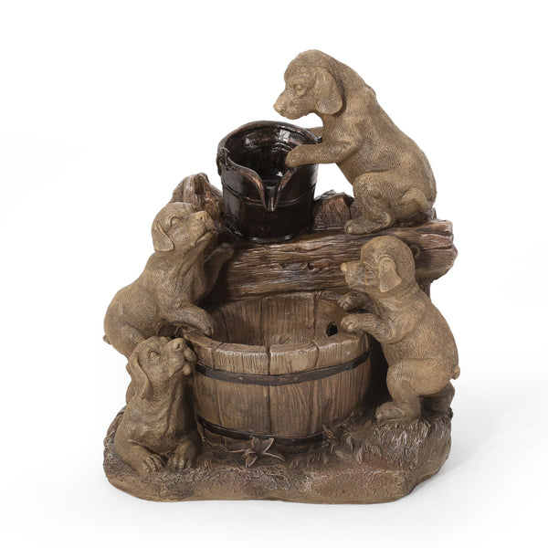 English Elm Christopher Knight Home® - DIMMOCK Handcrafted 22.75" Weather-Resistant Polyresin Fountain with Pump, Underwater Lights & Puppies 71785.00LBRN