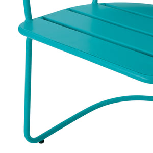 English Elm Santa Monica Outdoor Bistro Set Powder Coated Iron Oval Table Two Slat Chairs Patio 62015.00T