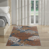 Nourison Pompeii PMP04 Machine Made Power-loomed Borderless Design Indoor Only Coastal, Nautical & Beach  Rug Blue Multicolor, Blue Multicolor 70% Polypropylene,30% Polyester 99446957795