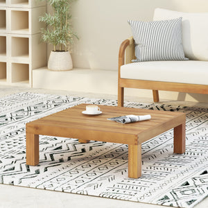 English Elm Oana/brava Solid Acacia Outdoor Coffee Table Square Slat Top Patio Deck Lounge 64496.00