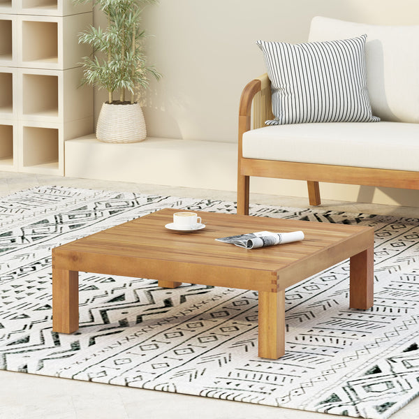 English Elm Oana/brava Solid Acacia Outdoor Coffee Table Square Slat Top Patio Deck Lounge 64496.00