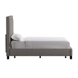 Homelegance By Top-Line Sinead Square Button-Tufted Upholstered Bed Grey Linen