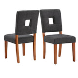 Homelegance By Top-Line Trillian Upholstered Fabric Keyhole Dining Chairs (Set of 2) Black Rubberwood