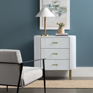 Crestview Collection White Fluted Oval Chest - Matte White Storage Solution With Brass Accents For Stylish Organization White Solid Wood Cvfdr1302