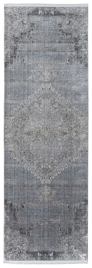 Feizy Rugs Sarrant Luxurious Medallion Rug - Viscose/Polyester Blend With Elegant Color Gradients & Soft Touch Gray,Silver,Ivory Viscose,Polyester 9193963fsmk000i8a
