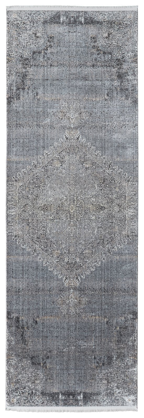 Feizy Rugs Sarrant Luxurious Medallion Rug - Viscose/Polyester Blend With Elegant Color Gradients & Soft Touch Gray,Silver,Ivory Viscose,Polyester 9193963fsmk000i8a