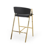 Christopher Knight Home® - Noble House - Folwell Modern Faux Leather Barstool, Black and Gold - Set of 2