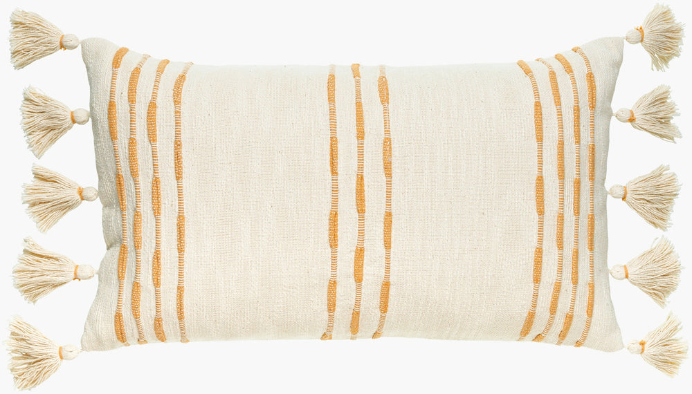 Surya Uppsala 14"L X 24"W Bohemian Lumbar Pillow With Intricate Embroidery For Global Home Decor Ivory Cotton,Cotton Upp001-1424d