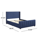 Christopher Knight Home® - Noble House - Antoinette Fully-Upholstered Bed Frame - Queen-Size - Traditiona - Navy Blue