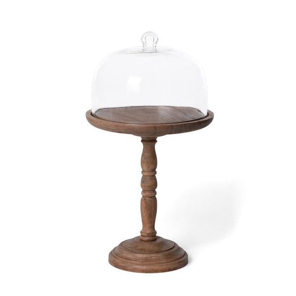 Elevated Wood Server with Glass Dome, 20" EAW36154 Park Hill