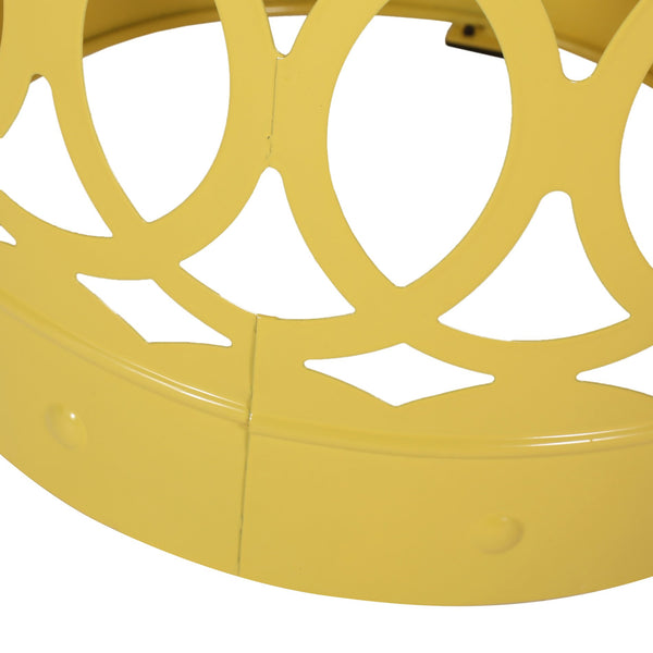 English Elm Outdoor Powder-coated Iron End Table with Geometric Cutout Design for Patio Lounging Yellow 73607.00YLW