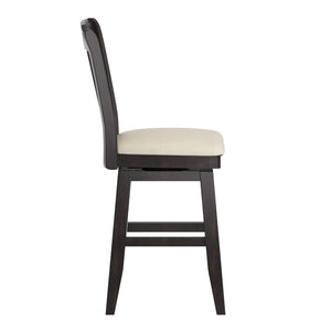 Homelegance By Top-Line Juliette Slat Back Counter Height Wood Swivel Chair Black Rubberwood
