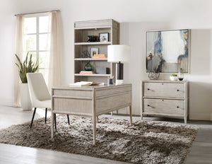 Hooker Furniture Burnham Transitional Writing Desk In Grey Mink Distressed Alder Veneer With Dark Bronze Hardware, Organized Storage And Cable Management 5921-10458-90