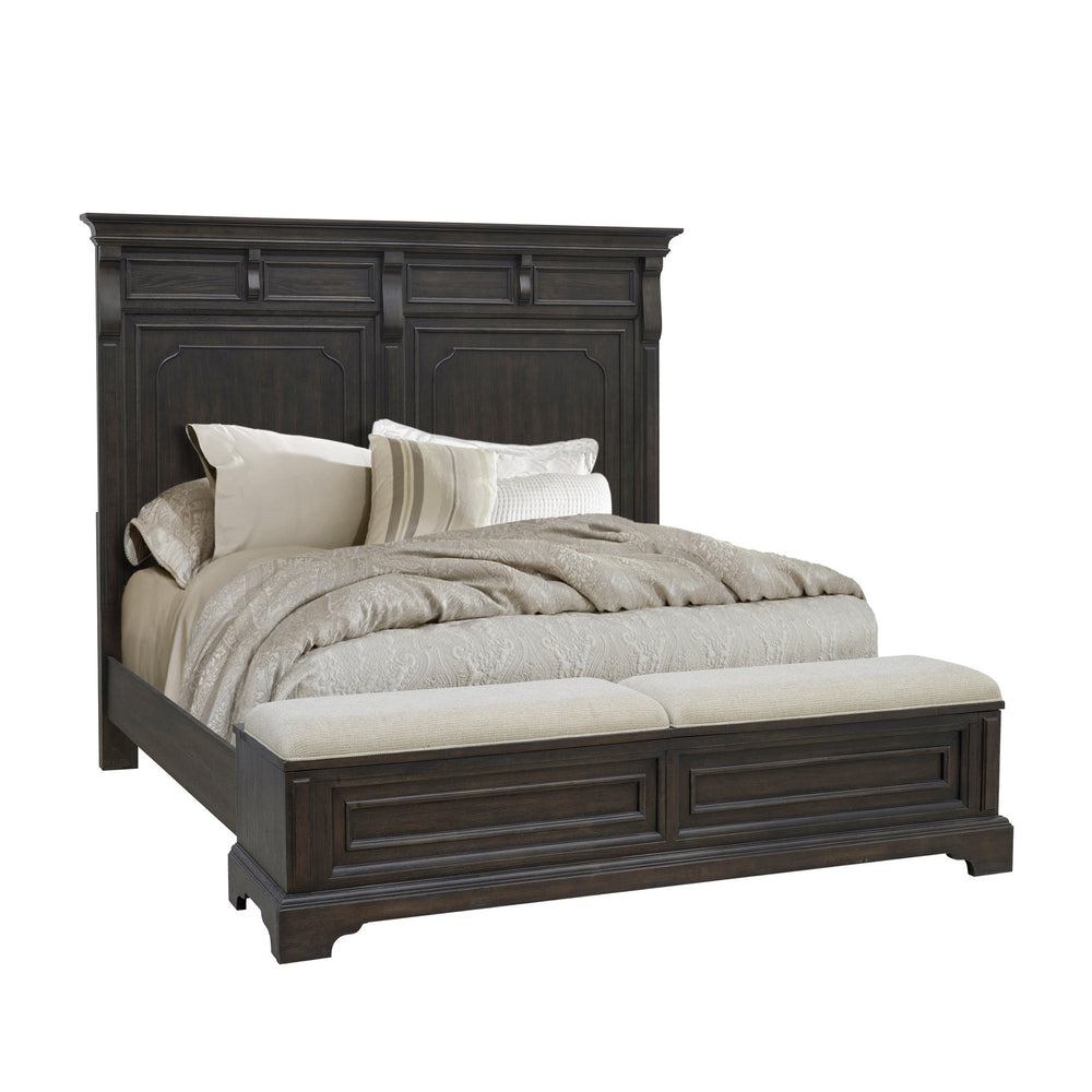 Pulaski Furniture Hickory Creek Queen Storage Bed: Luxurious Brown Velvet, Elegant Design & Hidden Storage Solutions Brown Split Heart Cathedral Hickory Veneers P386-br-k6-pulaski