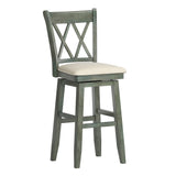 Homelegance By Top-Line Juliette Double X-Back Wood Swivel Bar Stool Green Rubberwood