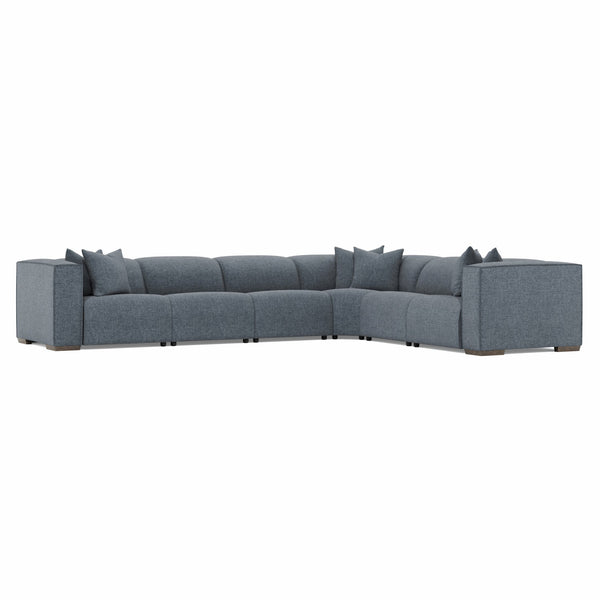 Bernhardt Bernhardt Six-Piece Power Motion Sectional With Pop-Up Headrests, Deep Seats And Tailored Stitch Detailing For Modern Comfort And Durability Blue 160" W x 127" D x 31" H K2185
