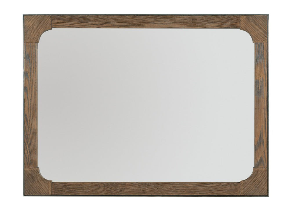 Hooker Furniture Chapman Mirror With Sorrel Oak Frame And Hand-Hammered Pewter Insert — Distressed Craftsman Style 6033-90004-85