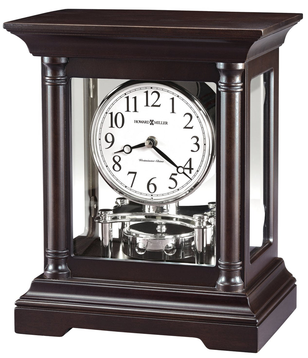 Hekman Furniture 635198 Cassidy Mantel Clock - Elegant Black Coffee Finish With Westminster Chime & Glass Panels Black Coffee Cassidy Mantel Clock 635198