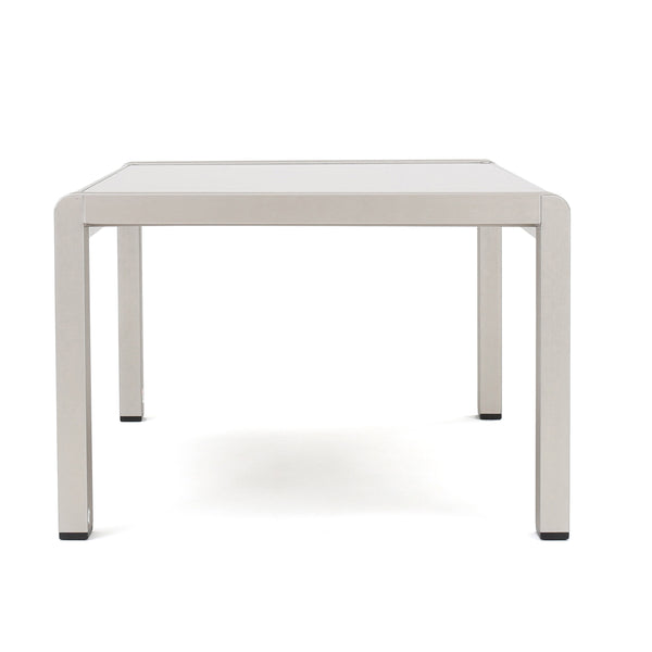 English Elm Cape Coral Outdoor Coffee Table Tempered Glass Top Aluminum Patio Lounge Silver 56349.00
