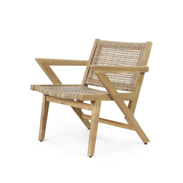 English Elm Christopher Knight Home® - BRAXTON Wicker Club Chairs Set of 2 - Light Brown Acacia Wood Frames, Transitional Outdoor Comfort and Style 72613.00MLBRN